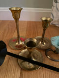 Various Brass and Metal Decor Items Including Candlestick Holders - thumbnail 2 of 5