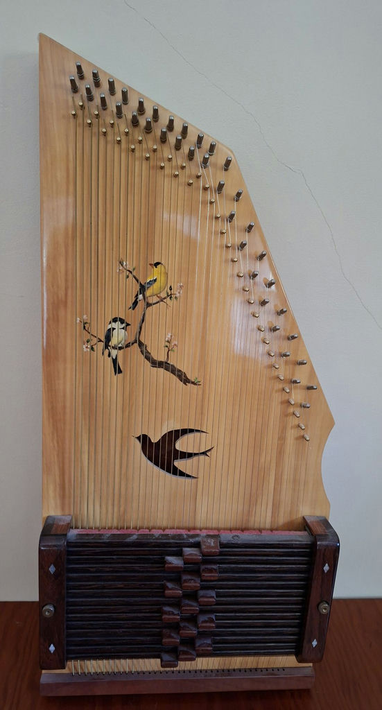Stringed HANDMADE Autoharp Instrument with Bird Design, SIGNED inside By MASTER CARVER Jerry Kowalski, STUNNINGLY BEAUTIFUL - image 1 of 8