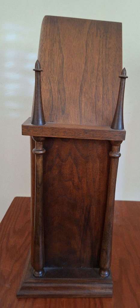 Vintage Wooden Mantel Clock with Ship Illustration - image 5 of 8