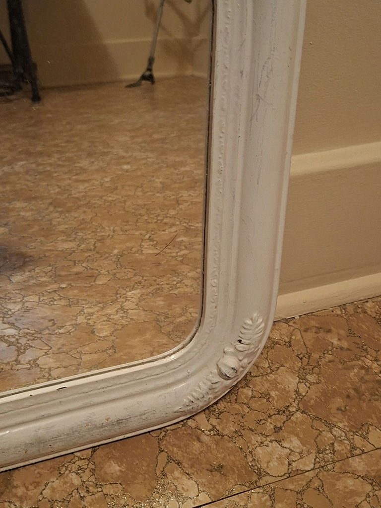 Vintage White Framed Wall Mirror - image 4 of 5