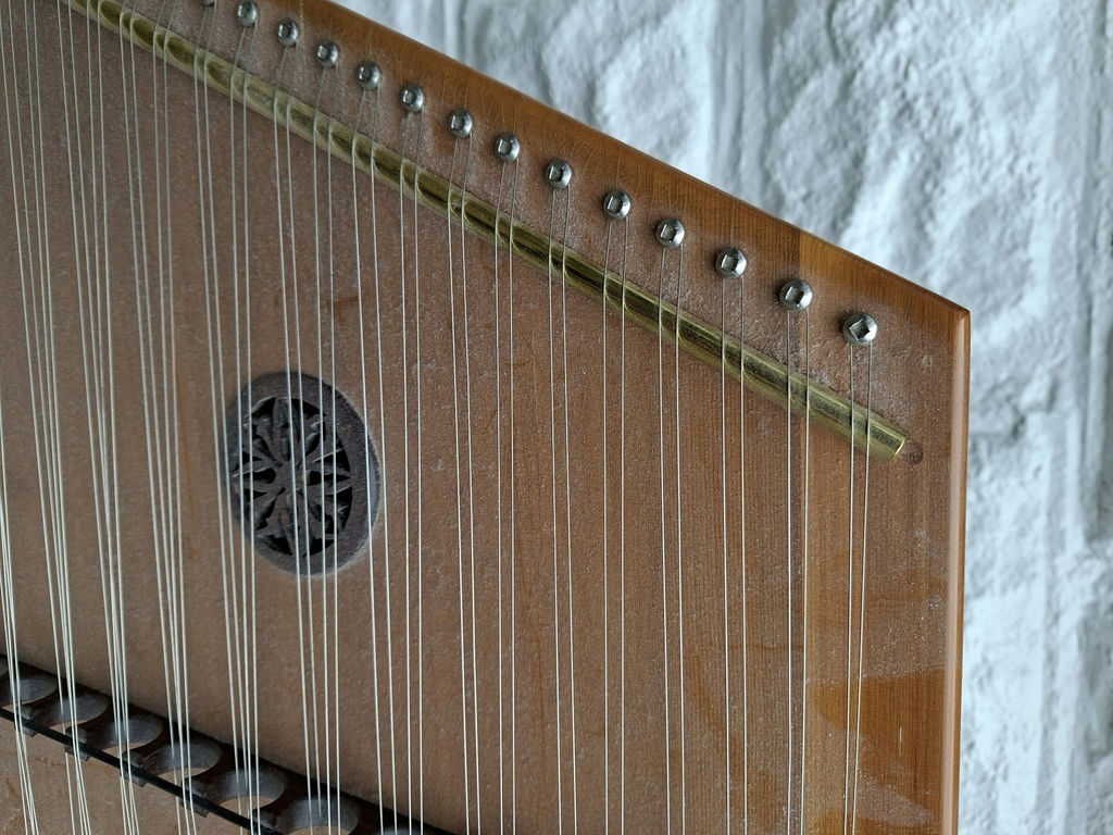 Wooden Stringed Zither Instrument, Stunning Craftsmanship And HUGE! - image 7 of 7