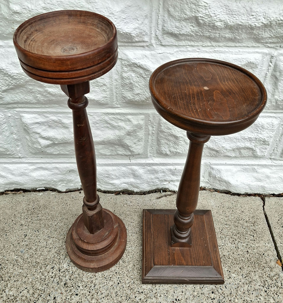 Pair of Vintage Wooden Plant Pedestal Stands - image 1 of 10