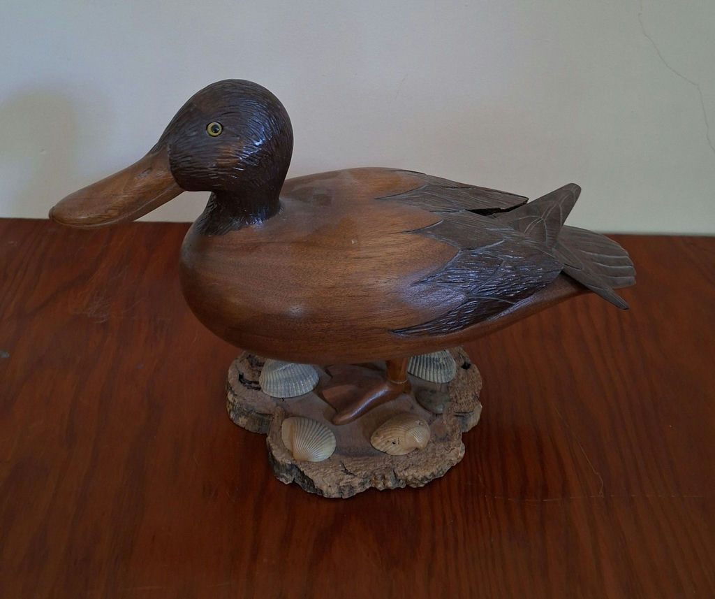 Hand-Carved Wooden Duck Sculpture, SIGNED AND NUMBERED - image 1 of 8