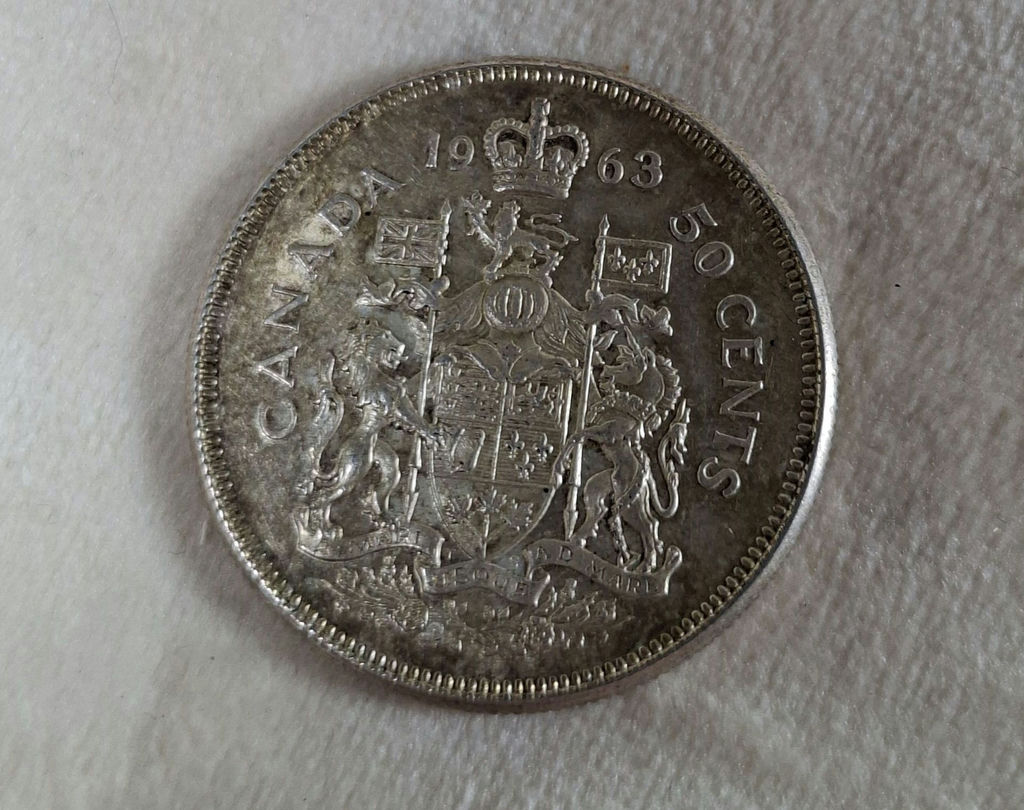 Two Canadian Silver Half Dollar 50C Coins 1963 and 1966 - image 7 of 7