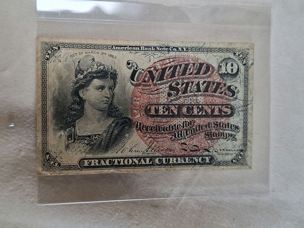 United States ORIGINAL 1863 Ten Cents Fractional Currency Note - image 3 of 5