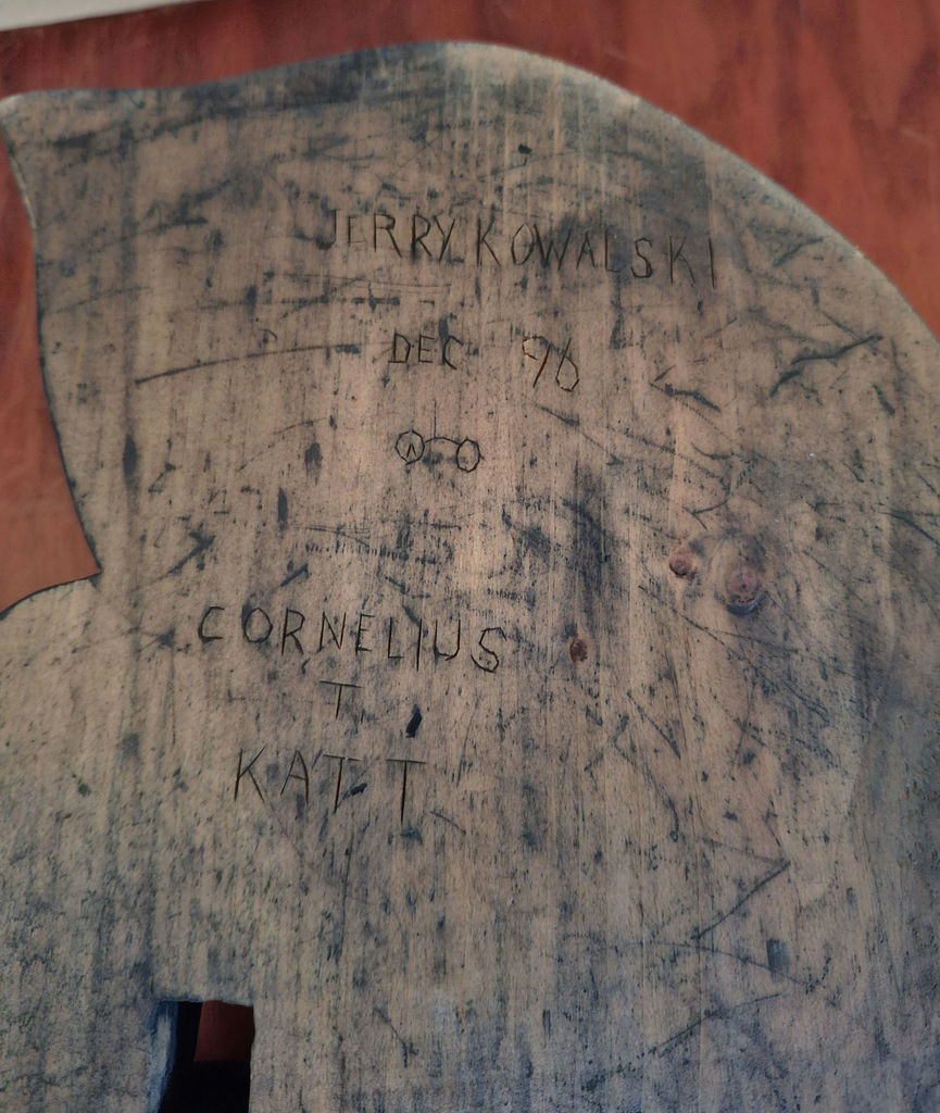 Hand-Carved Wooden Cat Wall Hanging, SIGNED AND DATED 1996 - image 6 of 6
