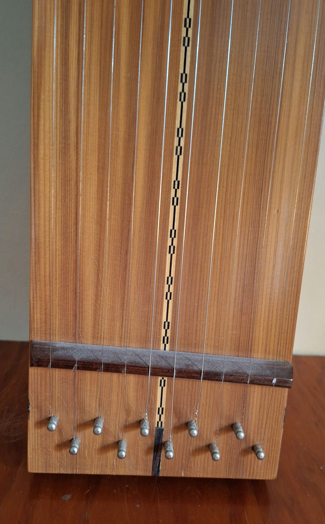 Handmade Carved And Inlayed Wooden Stringed Instrument with Butterfly Cutout, And Inlayed Designs,  STUNNING - image 2 of 7