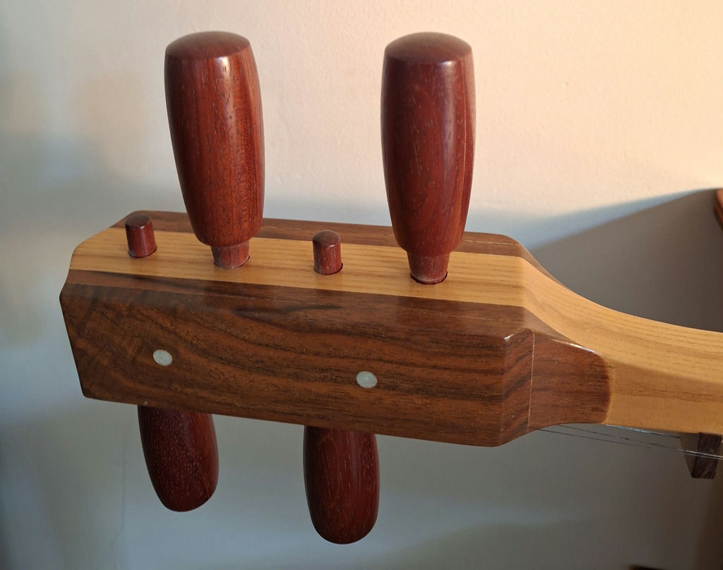 Wooden 3 Stringed Saxian Instrument, Handmade With Inlay And Butterfly Design, Chinese Style - image 7 of 10
