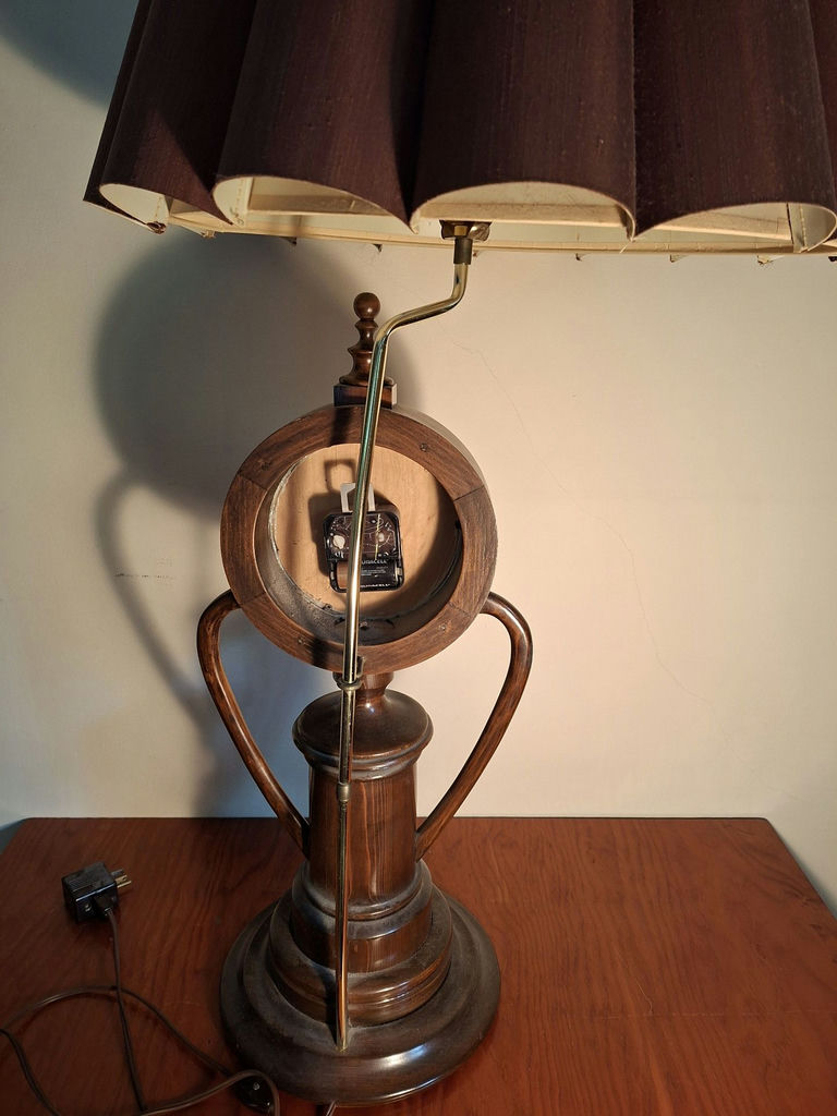 Stunning Handmade Wooden Table Lamp with Built-In Clock - image 5 of 8