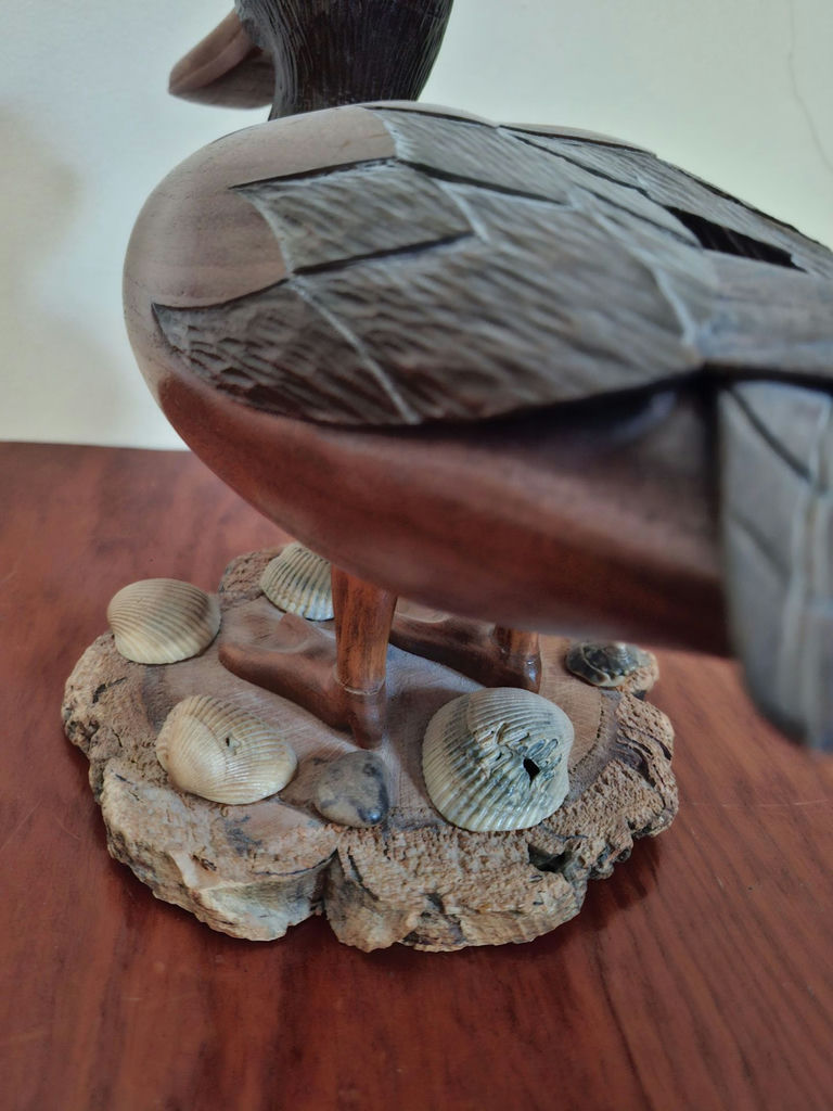 Hand-Carved Wooden Duck Sculpture, SIGNED AND NUMBERED - image 3 of 8