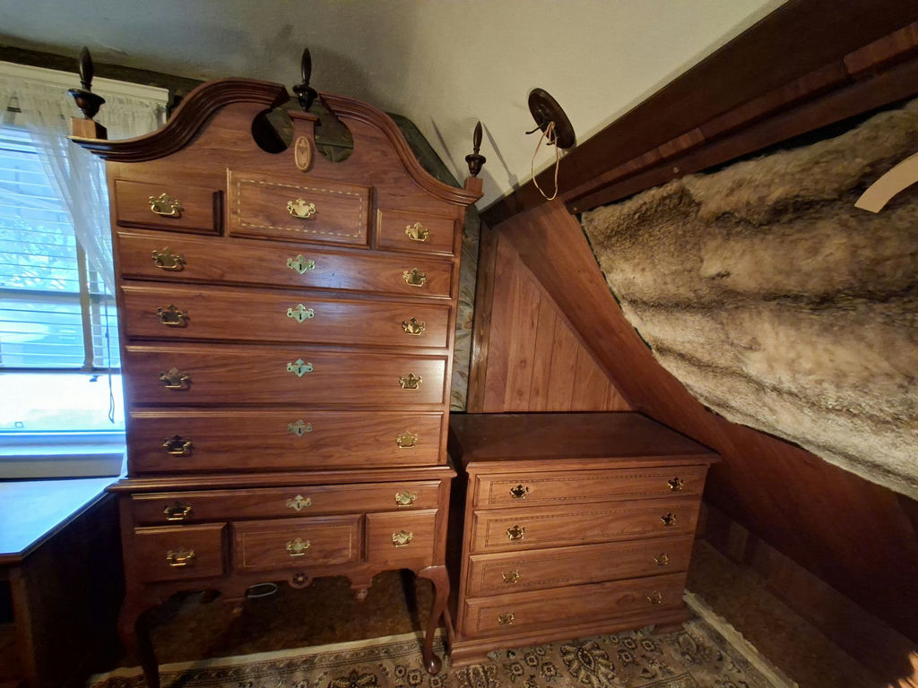 Stunning Solid Wood With Inlay, Handmade Armoire, Nightstand, Bookcase And Dresser, Absolutely Gorgeous And In Great Condition - image 1 of 14