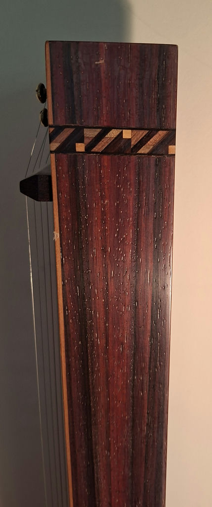 Handmade Carved And Inlayed Wooden Stringed Instrument with Butterfly Cutout, And Inlayed Designs, STUNNING - image 5 of 7