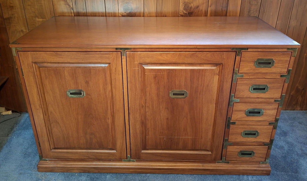 Wood Storage Cabinet with Drawers, STUNNING AND HEAVY - image 1 of 8