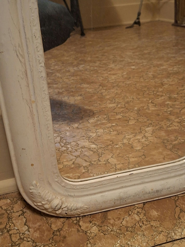 Vintage White Framed Wall Mirror - image 3 of 5