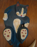 Hand-Carved Wooden Cat Wall Hanging, SIGNED AND DATED 1996 - thumbnail 2 of 6