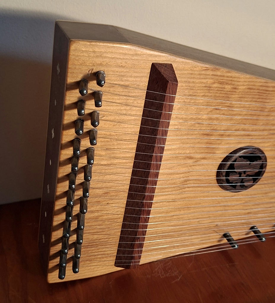 Gorgeous Craftsmanship, Wooden Bowed Psaltery String Instrument with Bow - image 4 of 7