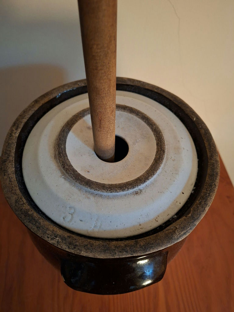Vintage Antique Stoneware Butter Churn Crock with Dasher - image 6 of 7