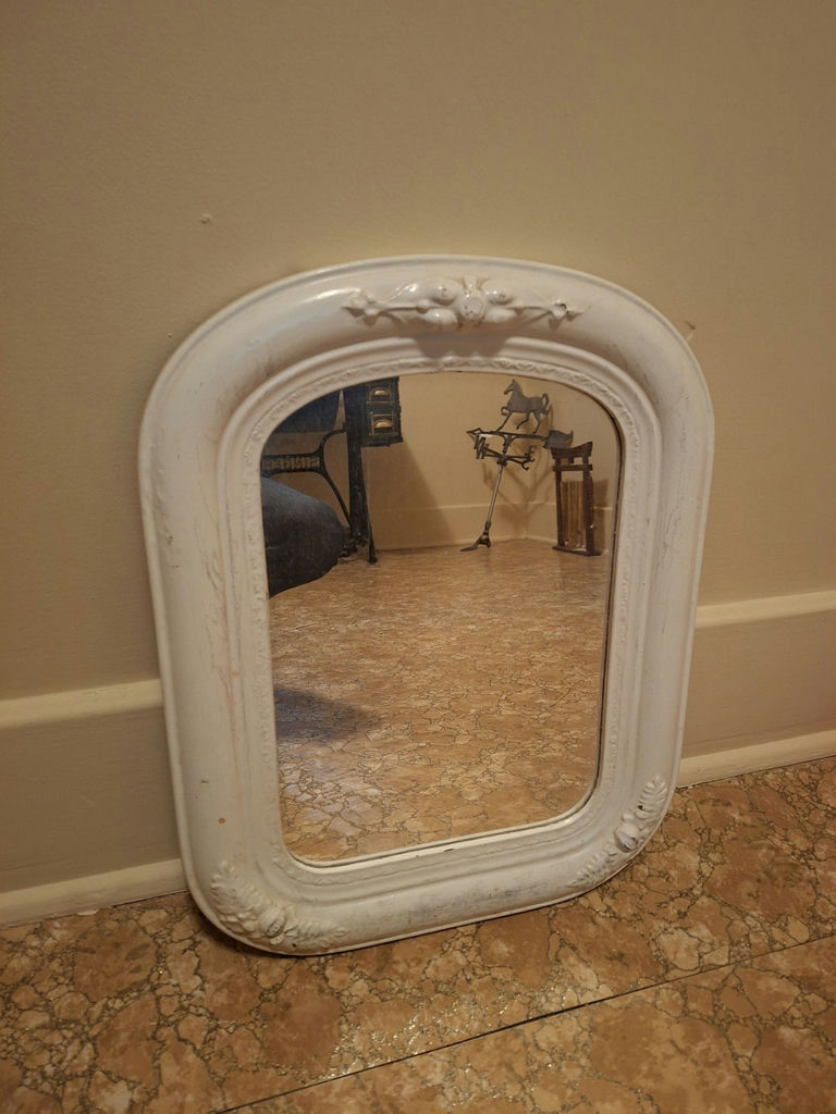 Vintage White Framed Wall Mirror - image 1 of 5