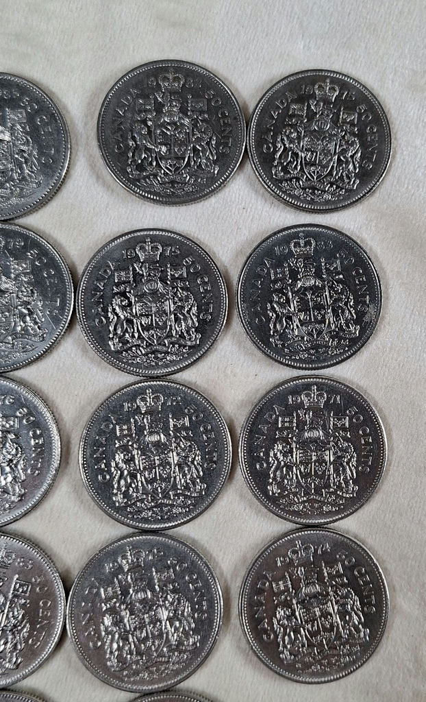 Lot Of 18 CANADIAN 50 CENT PCS, MIXED DATES ($9 Face Value) - image 4 of 6