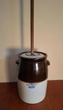 Vintage Antique Stoneware Butter Churn Crock with Dasher - thumbnail 1 of 7