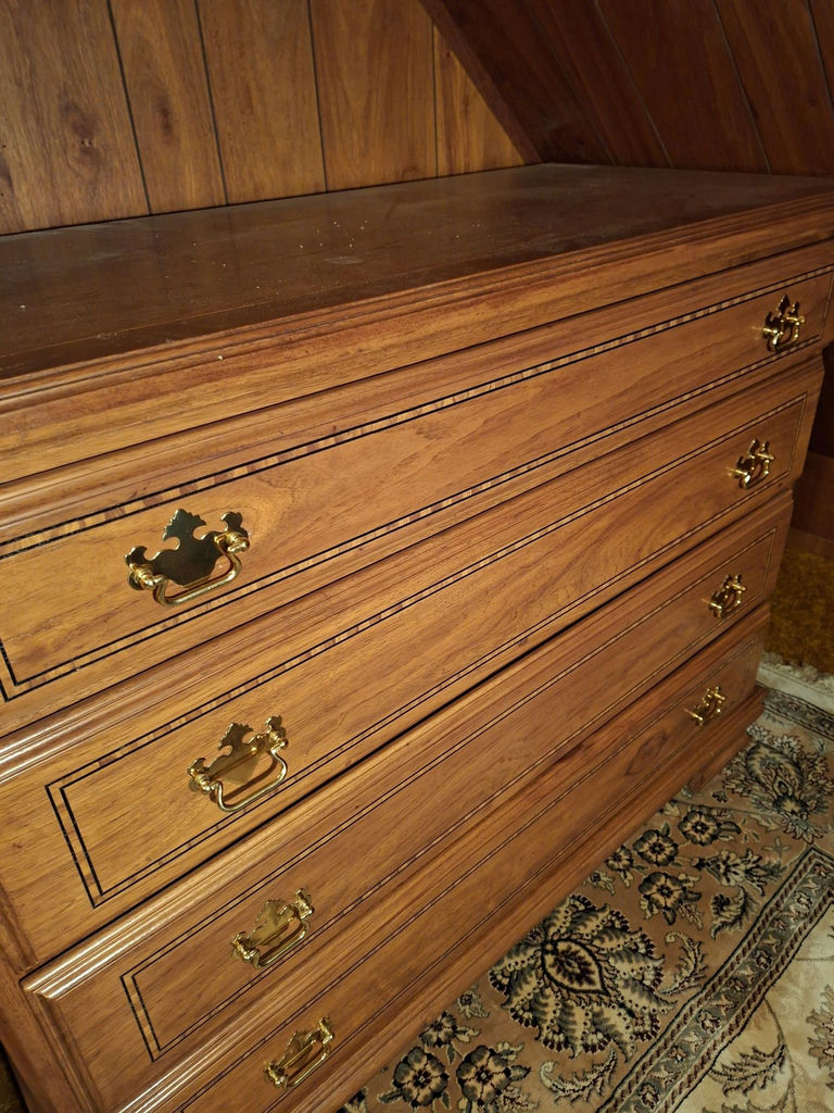 Stunning Solid Wood With Inlay, Handmade Armoire, Nightstand, Bookcase And Dresser, Absolutely Gorgeous And In Great Condition - image 11 of 14