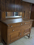 Antique Oak Sideboard Buffet with Mirror - thumbnail 3 of 9