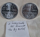 Two 1951 Canada Big Nickel 5 Cents Souvenir Coins - thumbnail 1 of 4