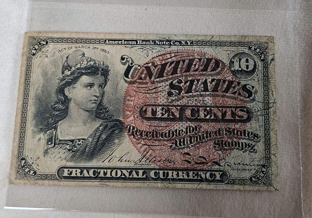 United States ORIGINAL 1863 Ten Cents Fractional Currency Note - image 1 of 5