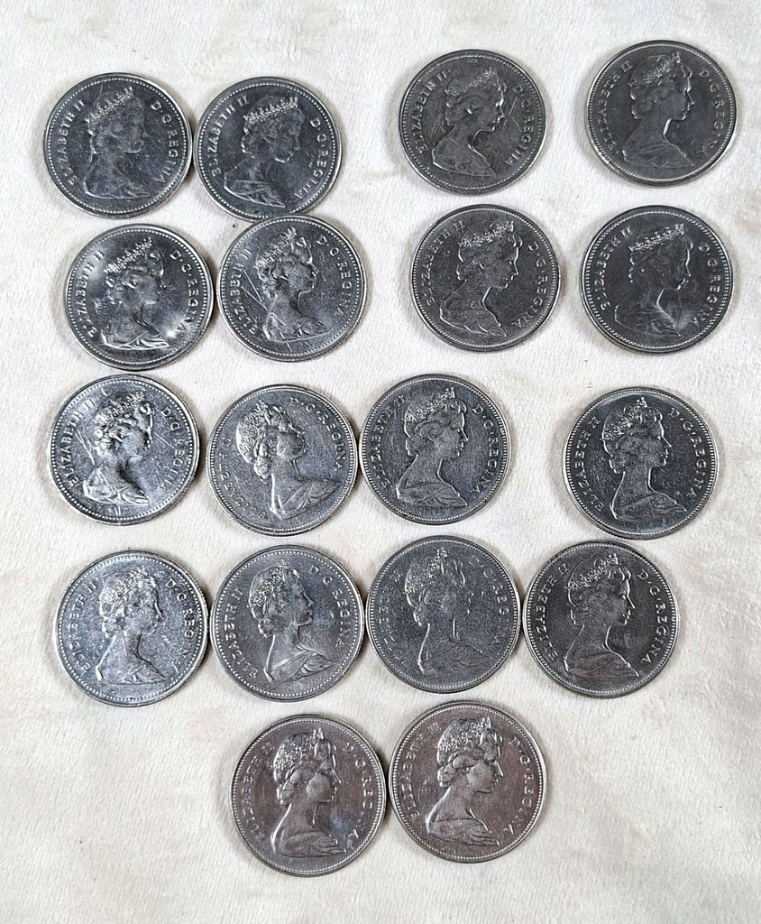 Lot Of 18 CANADIAN 50 CENT PCS, MIXED DATES ($9 Face Value) - image 6 of 6