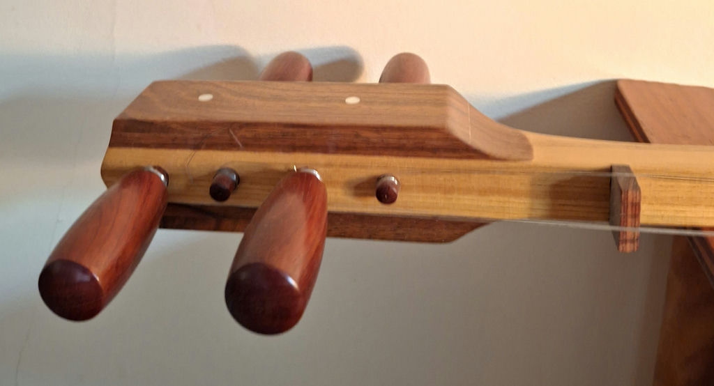 Wooden 3 Stringed Saxian Instrument, Handmade With Inlay And Butterfly Design, Chinese Style - image 4 of 10