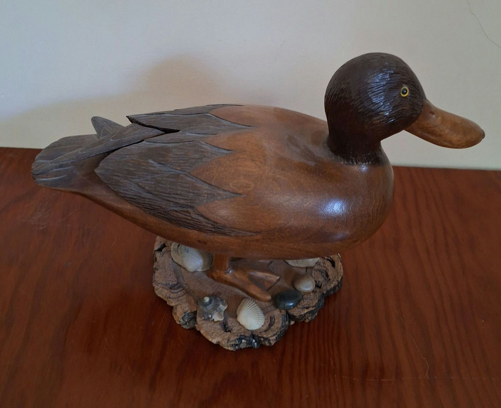 Hand-Carved Wooden Duck Sculpture, SIGNED AND NUMBERED - image 6 of 8