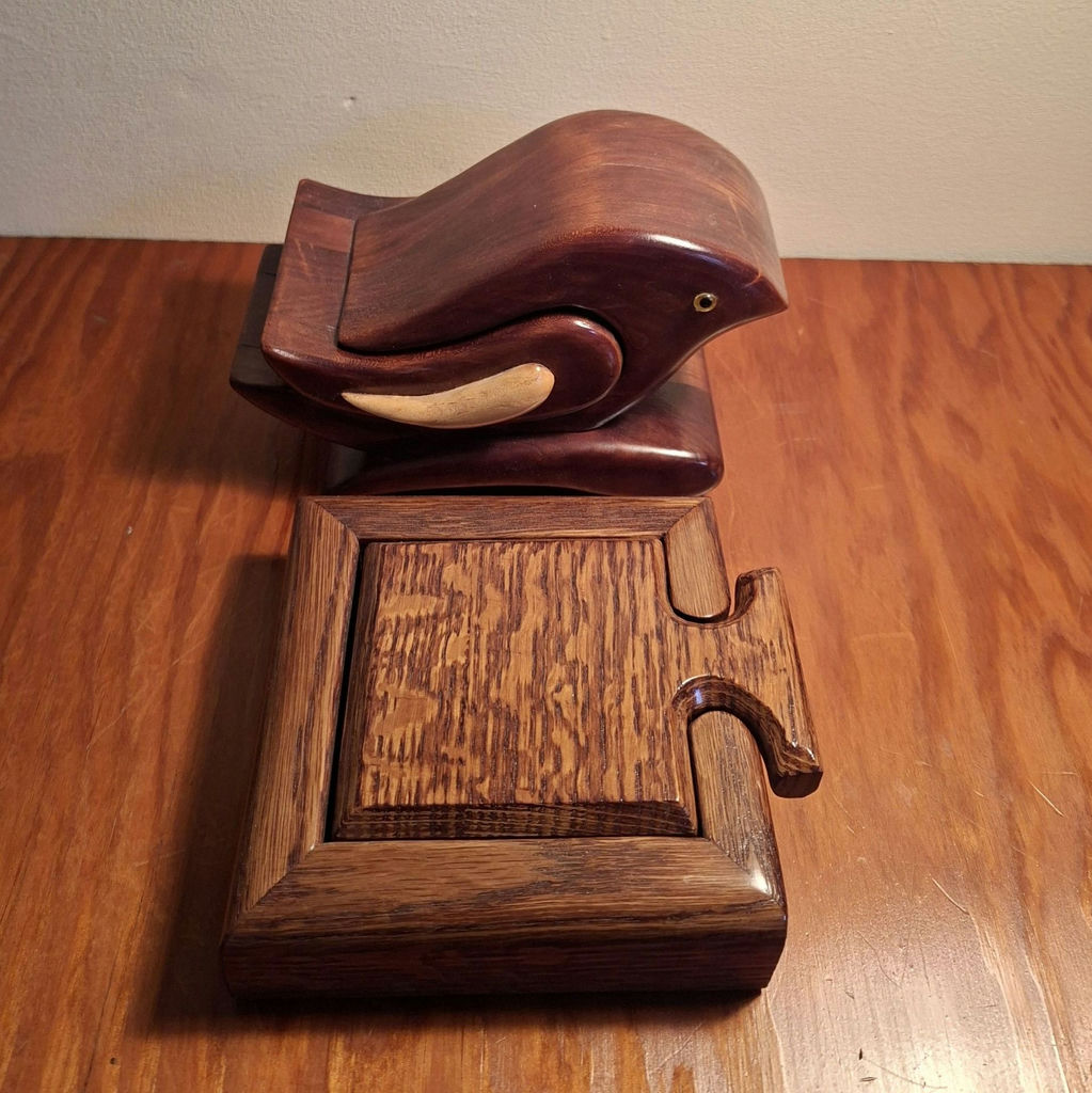 Handcrafted Wooden Bird Box and Wooden Trinket Box - image 1 of 8