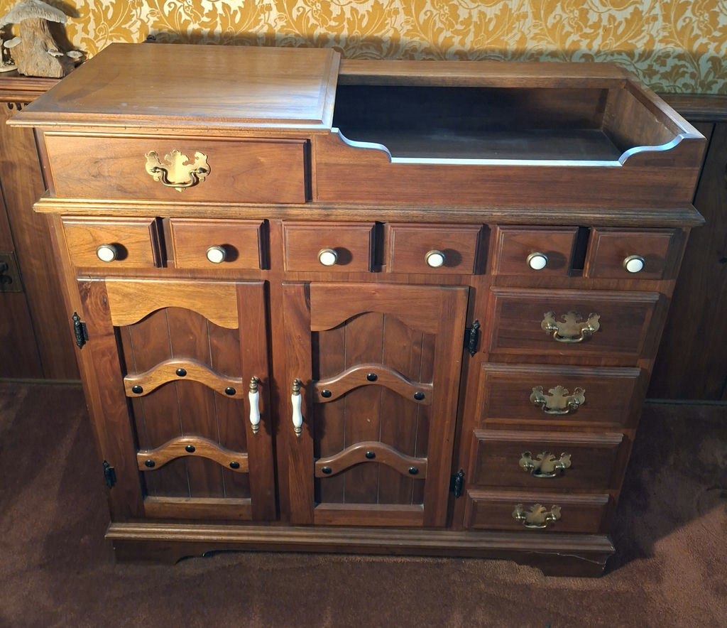 Wooden Cabinet with Drawers and Sliding Top Storage - image 1 of 9