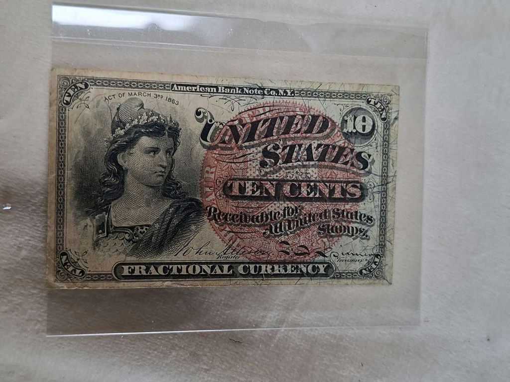 United States ORIGINAL 1863 Ten Cents Fractional Currency Note - image 4 of 5