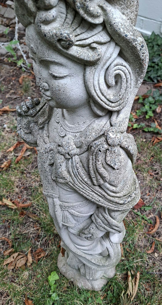 Concrete Asian Figure Garden Statue, HEAVY - image 2 of 4