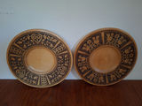 Pair of Hand-Carved Wooden Decorative Plates - thumbnail 1 of 6
