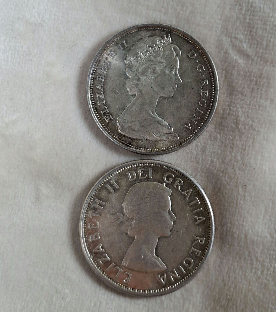 Two Canadian Silver Half Dollar 50C Coins 1963 and 1966 - image 3 of 7