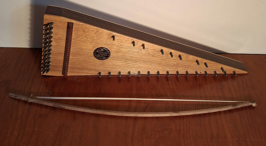 Gorgeous Craftsmanship, Wooden Bowed Psaltery String Instrument with Bow - image 1 of 7