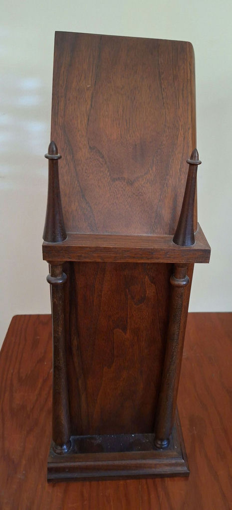 Vintage Wooden Mantel Clock with Ship Illustration - image 6 of 8