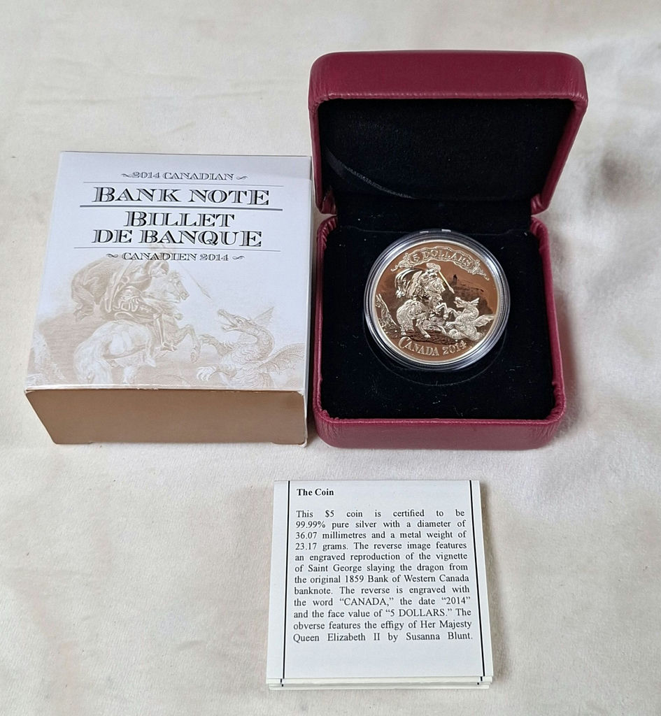 2014 Canada $5 Fine Silver .999 Coin Saint George Slaying Dragon Set - image 1 of 5