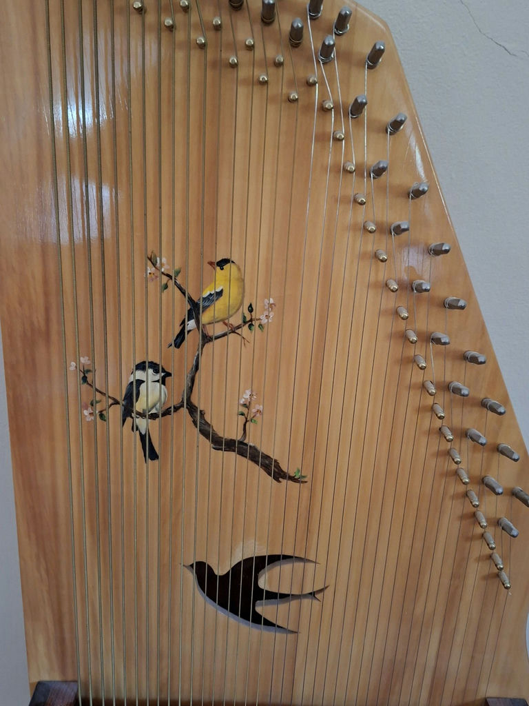 Stringed HANDMADE Autoharp Instrument with Bird Design, SIGNED inside By MASTER CARVER Jerry Kowalski, STUNNINGLY BEAUTIFUL - image 2 of 8