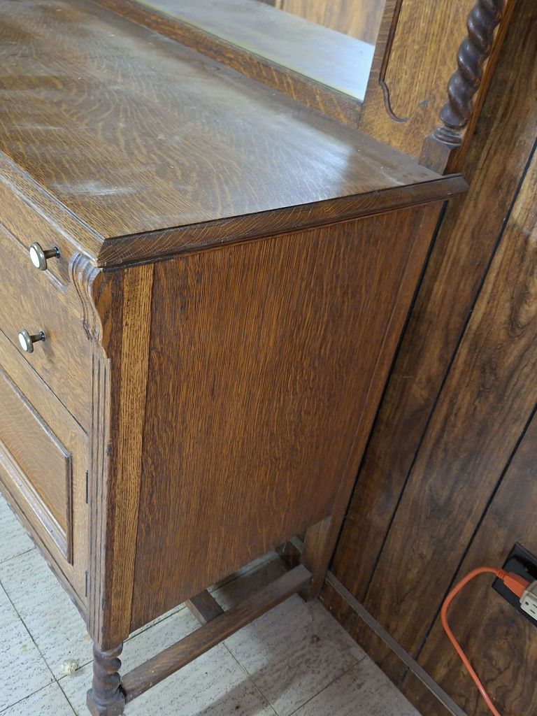 Antique Oak Sideboard Buffet with Mirror - image 8 of 9