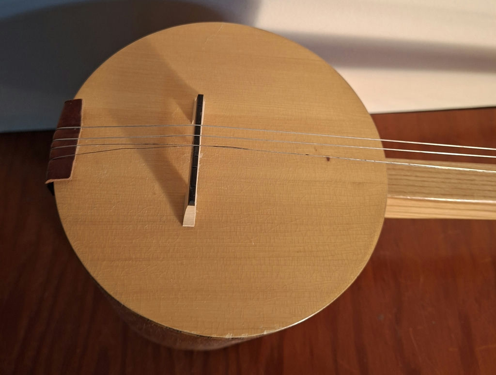 Wooden 3 Stringed Saxian Instrument, Handmade With Inlay And Butterfly Design, Chinese Style - image 9 of 10
