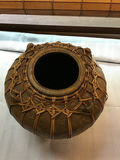 Round ceramic pot wrapped in woven rattan - thumbnail 2 of 4