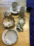 Blue Silk Traditional Coat with Red Panel Embroidery and Chinese Porcelain Tea Set - thumbnail 5 of 6