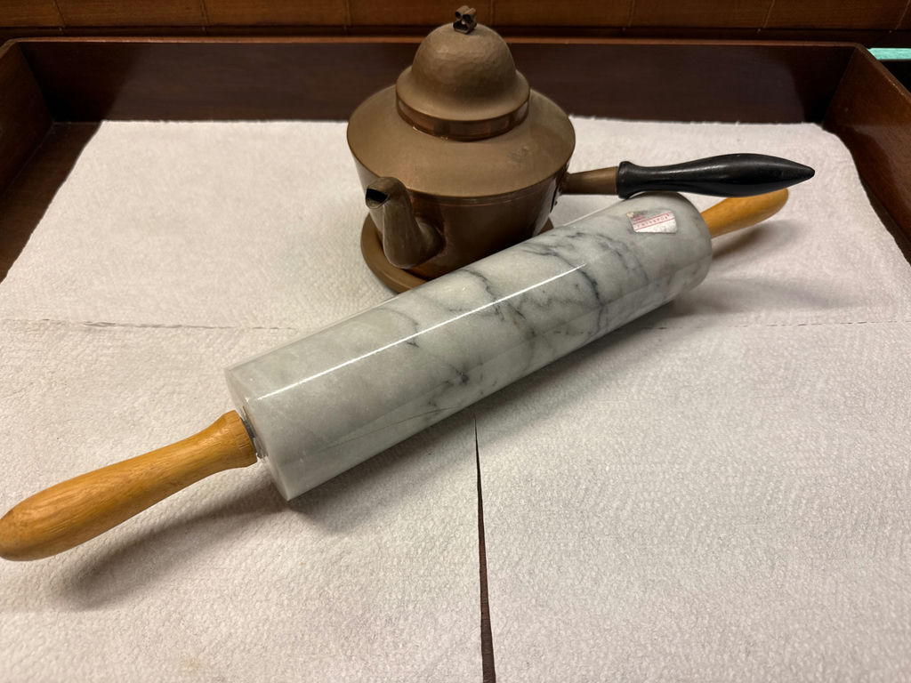 Marble rolling pin and copper metal coffee pot - image 2 of 2