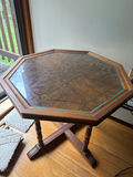 Octagonal wood table with glass insert - thumbnail 1 of 2