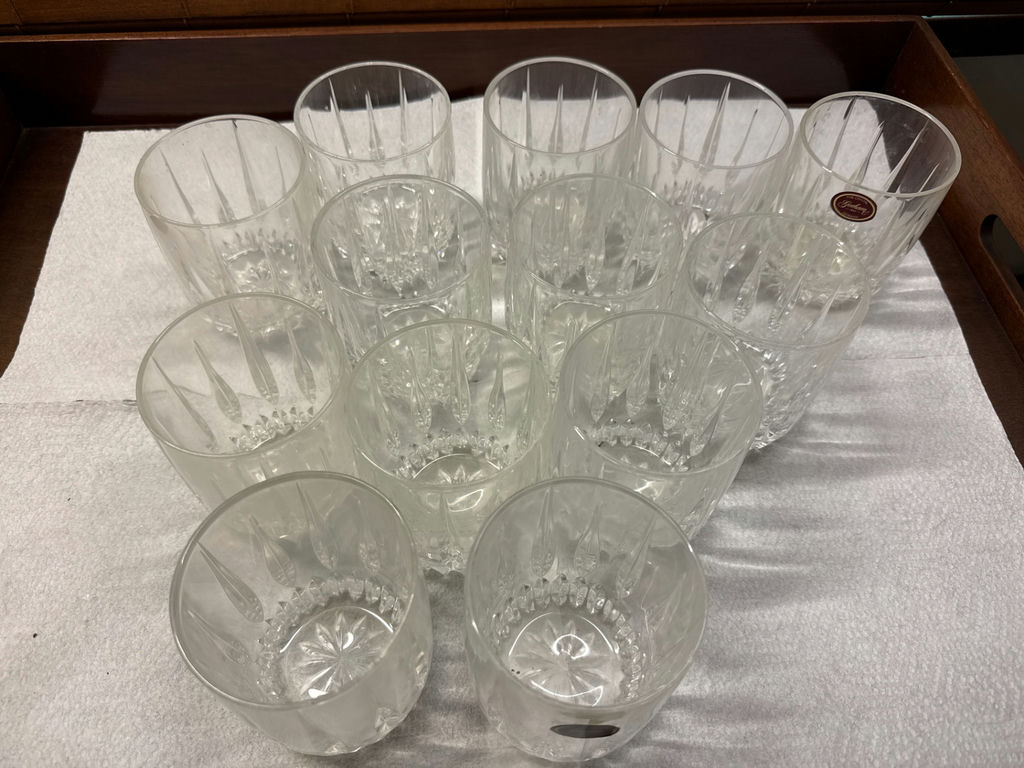 Set of Clear Faceted Crystal  Glasses - image 2 of 3