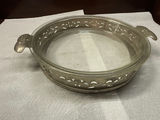 Round metal serving dish with PYREX glass insert - thumbnail 1 of 2