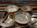 Set of vintage copper-bottom cookware with lids - thumbnail 3 of 5